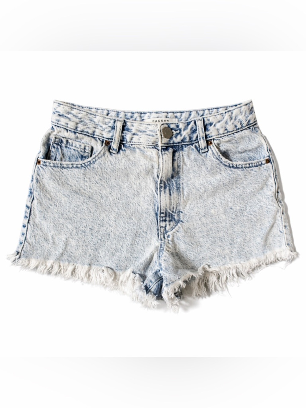 PacSun High Rise Festival Denim Shorts Size 26 Light Wash Frayed Hem